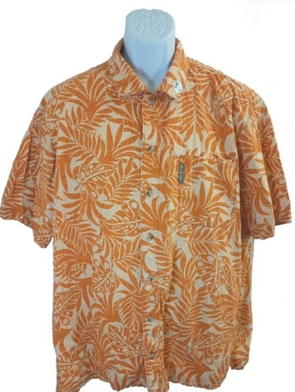 Columbia Men's Orange Tropical Short Sleeve Button-Down Shirt